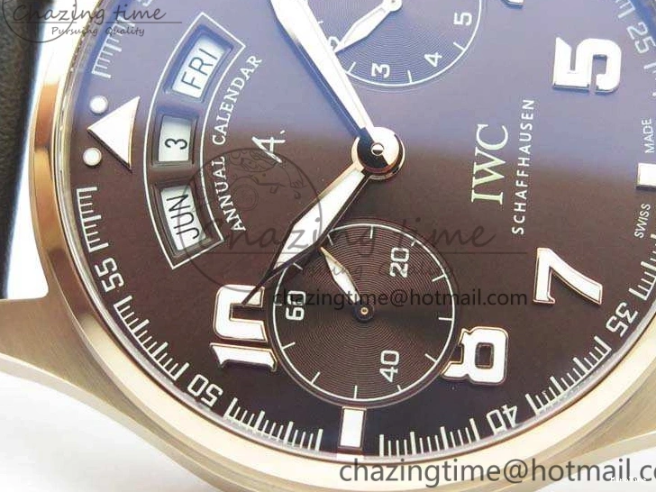 MIROTIME 1221 Popular Big Pilot Real PR IW502706 RG YLF 1:1 Best Edition Brown Dial On Calfskin Strap A 7223